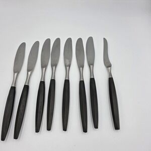 Viking Forged Stainless Steel Knives Japan 8 Piece Cosmic Black Metal Handle VTG